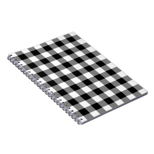 Black and White Gingham Pattern Spiral Notebook