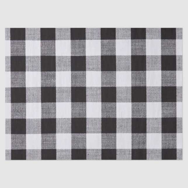 Black and white gingham Plaid Fall Autum   Tissue Paper (Front)