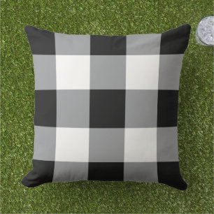 Black and White Gingham Plaid Pattern Cushion