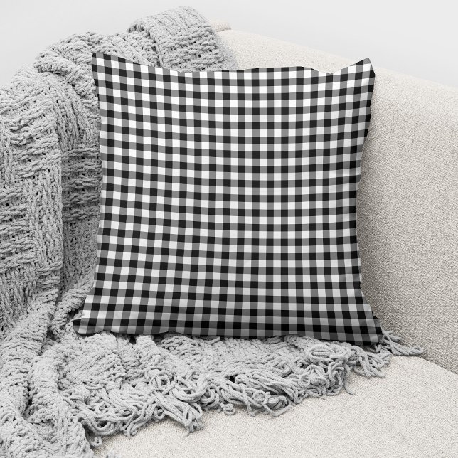 Black And White Gingham Plaid Pattern Cushion (Creator Uploaded)