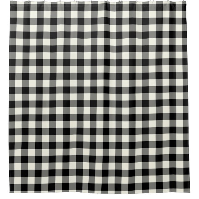 Black and White Gingham Shower Curtains (Front)