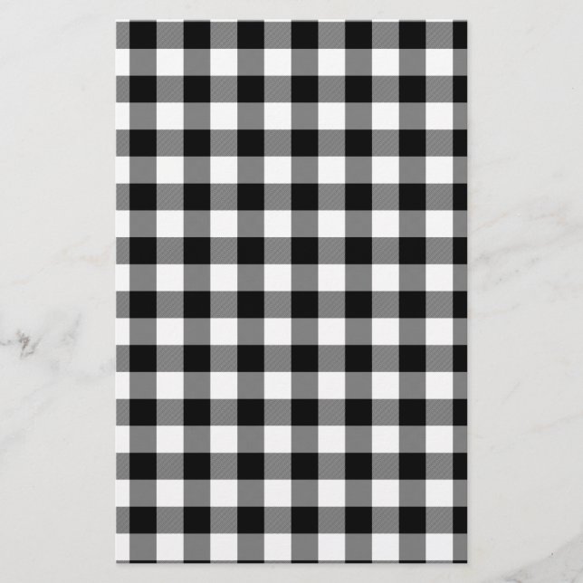 Black and White Gingham Stationery (Front)