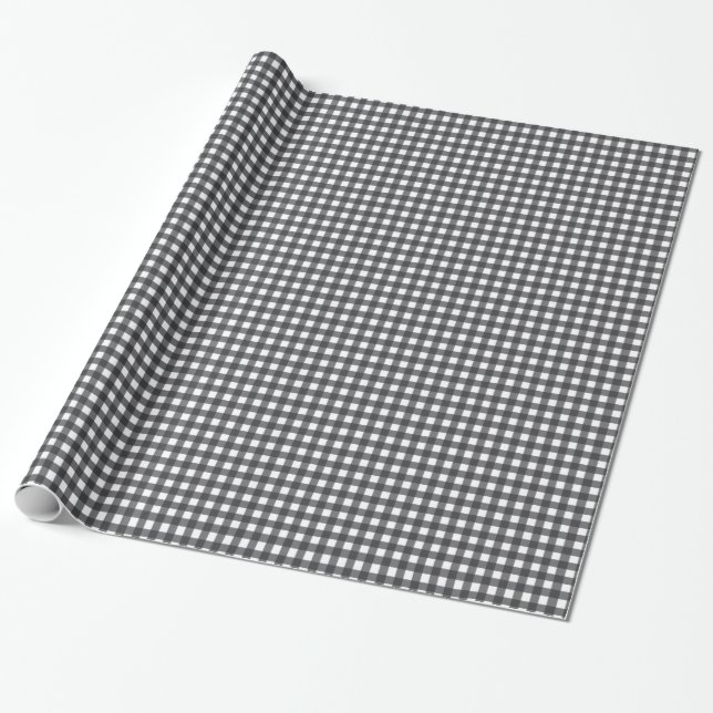 Black and White Gingham Wrapping Paper (Unrolled)