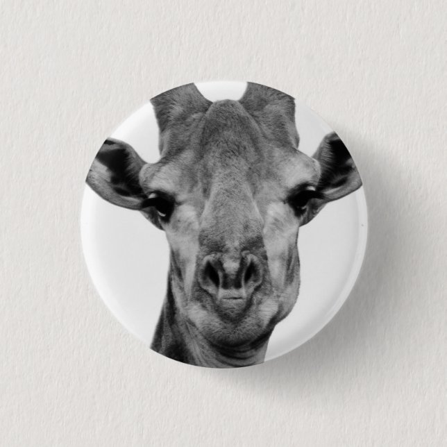 Black and White Giraffe Photograph 3 Cm Round Badge (Front)