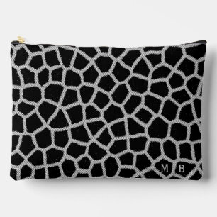 Black and White Giraffe Print Monogram Accessory Pouch