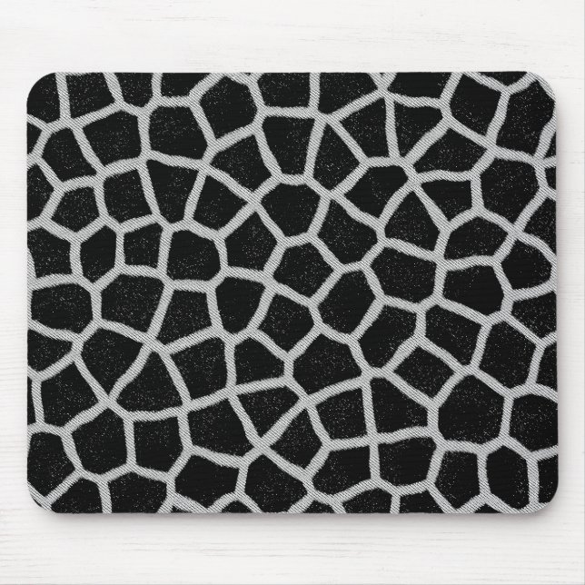 Black and White Giraffe Print Mouse Pad (Front)