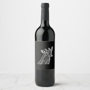 Black and white giraffe wine label