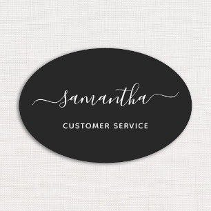 Black and White Girly Signature Name Job Title Tag