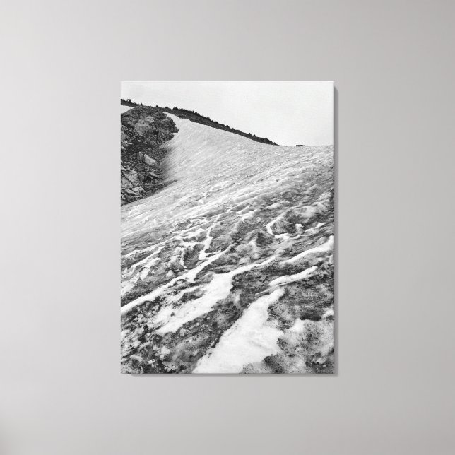 Black and white glacier Stretched Canvas Print (Front)