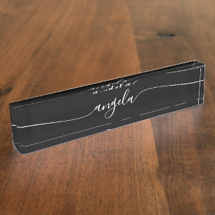 Black and White Glam Signature Nameplate