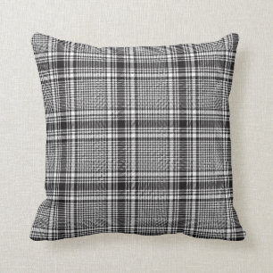 Black And White Glen Check Plaid Pattern Cushion