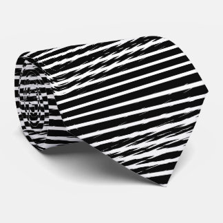 Black and White Glitchy Signal Stripes Tie