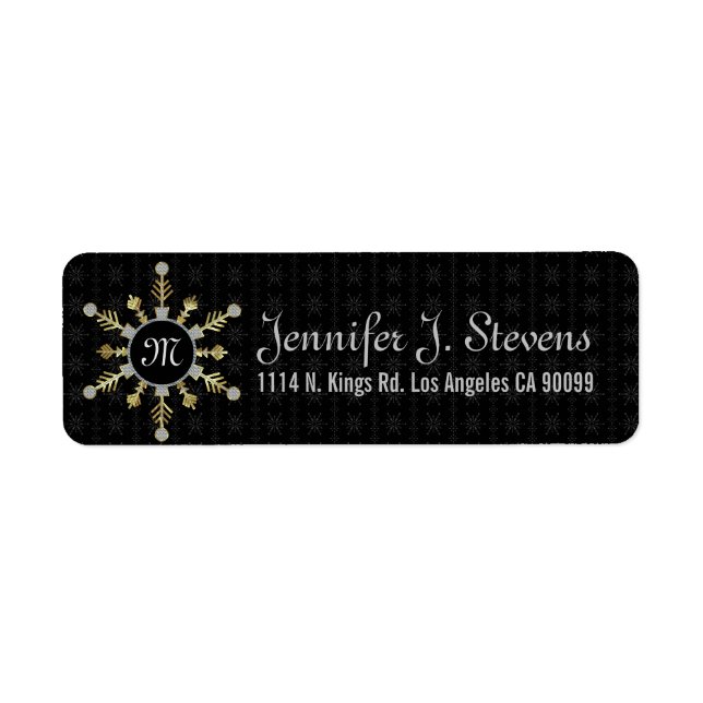 Black And White Glitter Christmas Snowflake (Front)