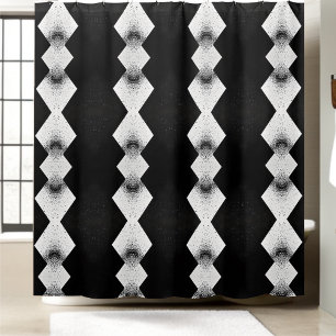 Black and White Glitter Diamond Shower Curtain