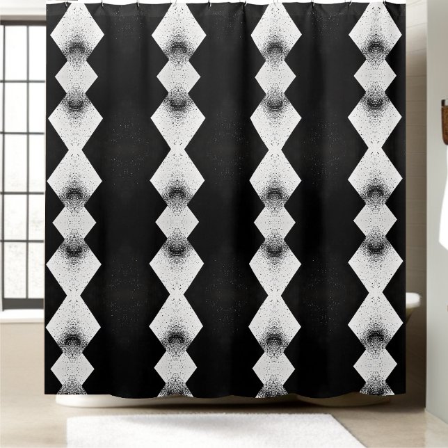 Black and White Glitter Diamond Shower Curtain (Creator Uploaded)