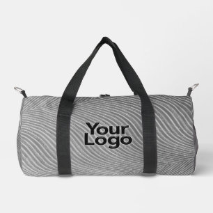 Black and White Glitter Luxury Business Logo Duffle Bag