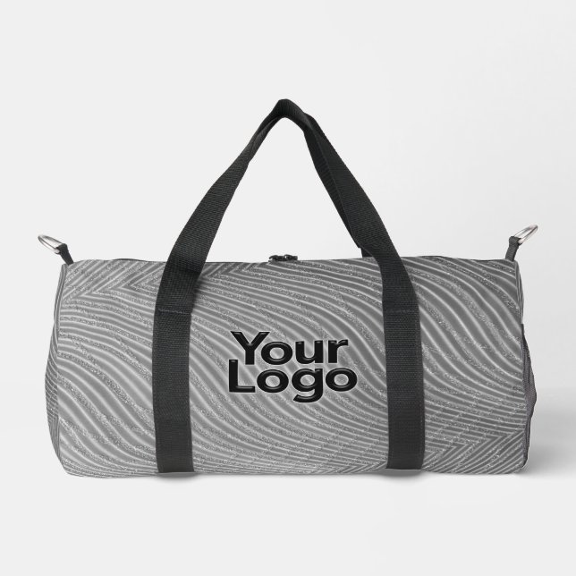 Black and White Glitter Luxury Business Logo  Duffle Bag (Front)