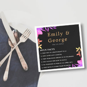Black And White Glow Neon Colours Floral Wedding Napkin