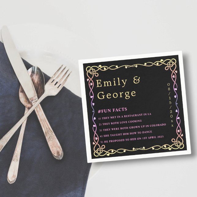 Black And White Glow Neon Frame Floral Wedding Napkin (Creator Uploaded)