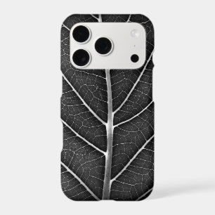 Black and white glowing leaf close-up