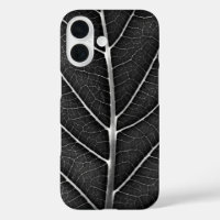 Black and white glowing leaf close-up