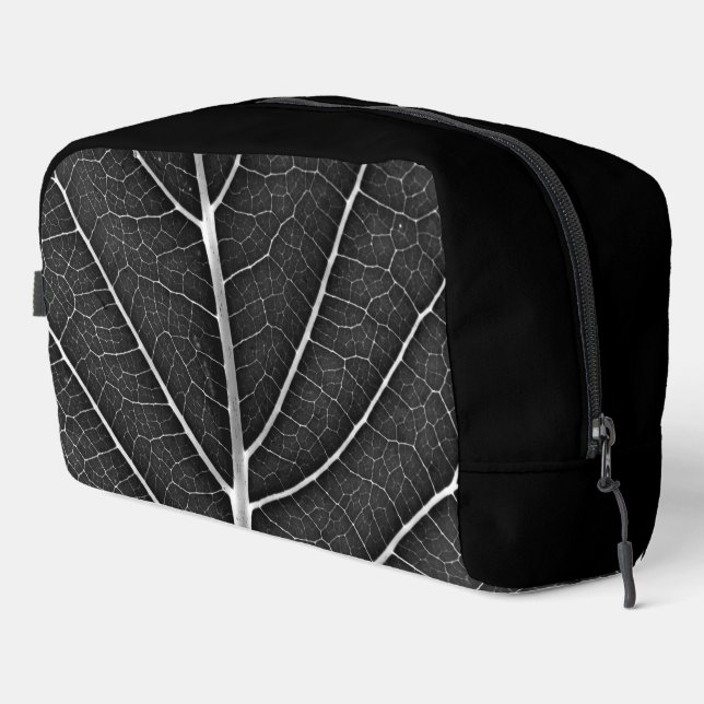 Black and white glowing leaf close-up dopp kit (Right Corner)