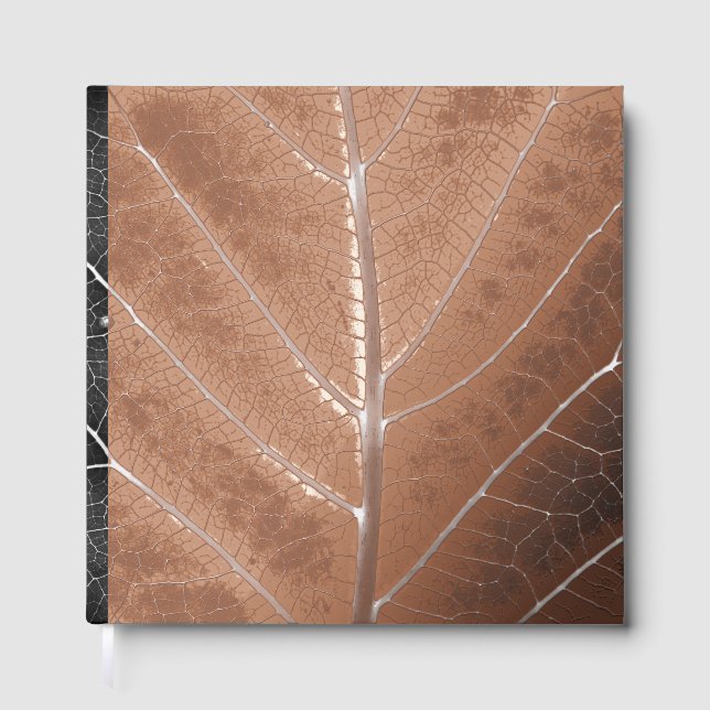 Black and white glowing leaf close-up guest book (Front)