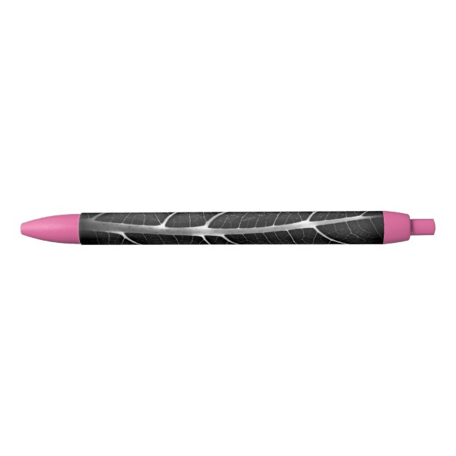 Black and white glowing leaf close-up ink pen (Front)