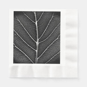 Black and white glowing leaf close-up napkin