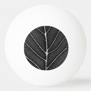 Black and White Glowing Leaf Close-Up Ping Pong Ball