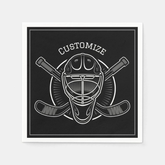Black And White Goalie Mask Napkin (Front)