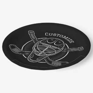 Black And White Goalie Mask Paper Plate