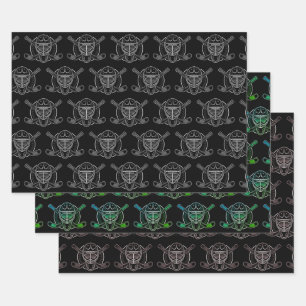 Black And White Goalie Mask Wrapping Paper Sheet
