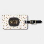 Black and White Gold Glitter City Dots Monogram