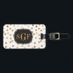 Black and White Gold Glitter City Dots Monogram Luggage Tag<br><div class="desc">This pattern is modern and on-trend with dots of faux gold glitter. Original design by Hound and Partridge</div>