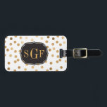 Black and White Gold Glitter City Dots Monogram Luggage Tag<br><div class="desc">This pattern is modern and on-trend with dots of faux gold glitter. Original design by Hound and Partridge</div>