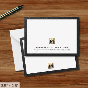 Black and White Gold Monogram Card