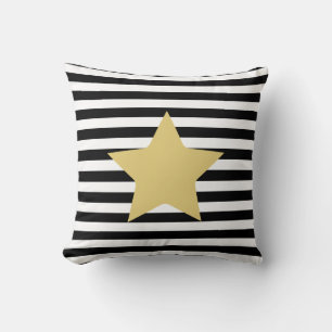 Black and white gold stars Throw Pillow