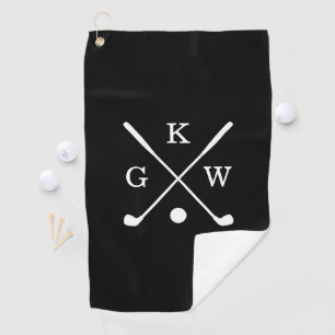 Black and White Golf Clubs Monogram Towel