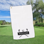 Black And White Golf Clubs Personalised Name Golf Towel<br><div class="desc">Personalise the name to create a great golf gift and keepsake. Designed by Thisisnotme©</div>