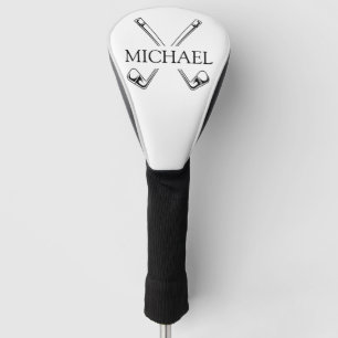 Black and White Golf Clubs with Name Head Cover
