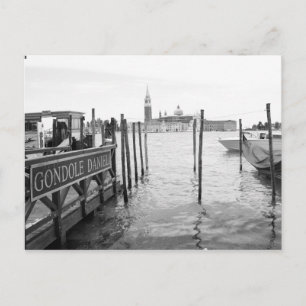 Black and White Gondola in the city of Venice Postcard