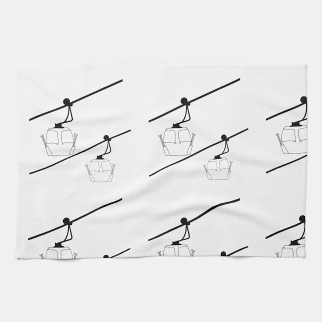 Black and white gondola kitchen towel (Horizontal)