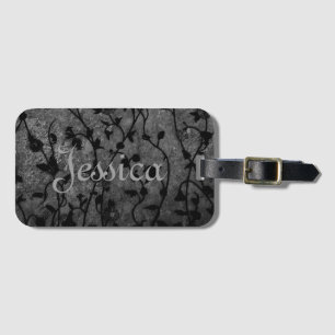 Black and White Gothic Antique Floral Luggage Tag