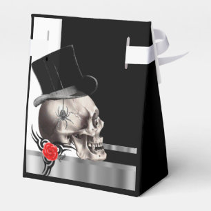 Black and white gothic groom skull goth wedding favour box