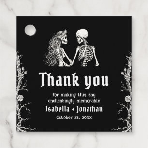 Black and White Gothic Halloween Skeleton Wedding Favour Tags