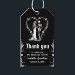Black and White Gothic Halloween Skeletons Wedding Gift Tags<br><div class="desc">💀 Black and White Gothic Skeleton Wedding Gift Tags – Halloween Edition Wrap your favours in eerie elegance! 🕯️🖤 These Black and White Gothic Halloween Skeleton Wedding Gift Tags feature a hauntingly romantic skeleton couple in a vintage-style black and white design — perfect for adding a spooky-chic finishing touch to...</div>