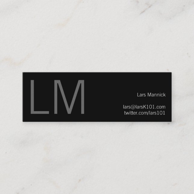Black and White Gothic Mini Business Card (Front)