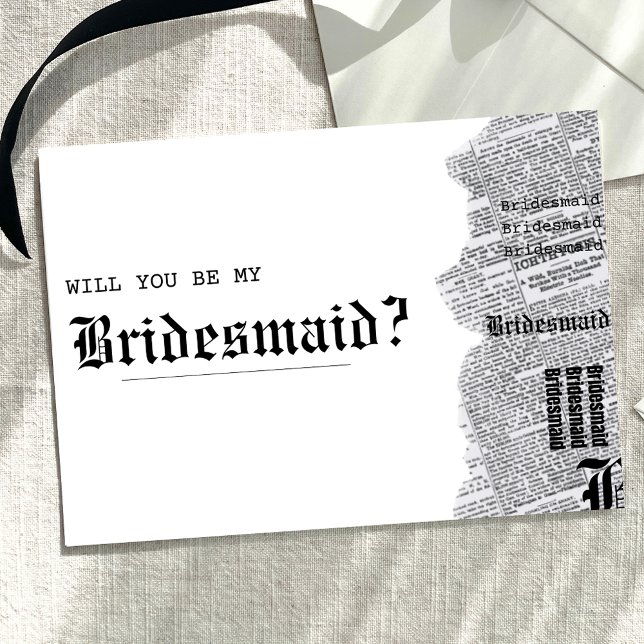 Black and White Gothic Rep Bridesmaid Proposal Card (Creator Uploaded)