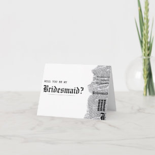 Black and White Gothic Rep Bridesmaid Proposal Card